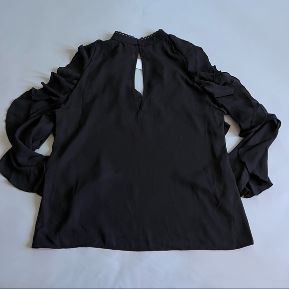 Bb Dakota Women Black Untold Ruffle Blouse  Top M - Picture 7 of 12
